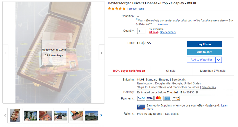 Dexter Morgan Driver's License - Prop - Cosplay - B3G1F