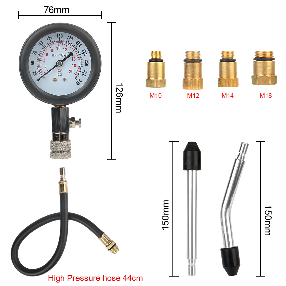 Professional Cylinder Engine Compression Tester Pressure Gauge Test Kit Motor US
