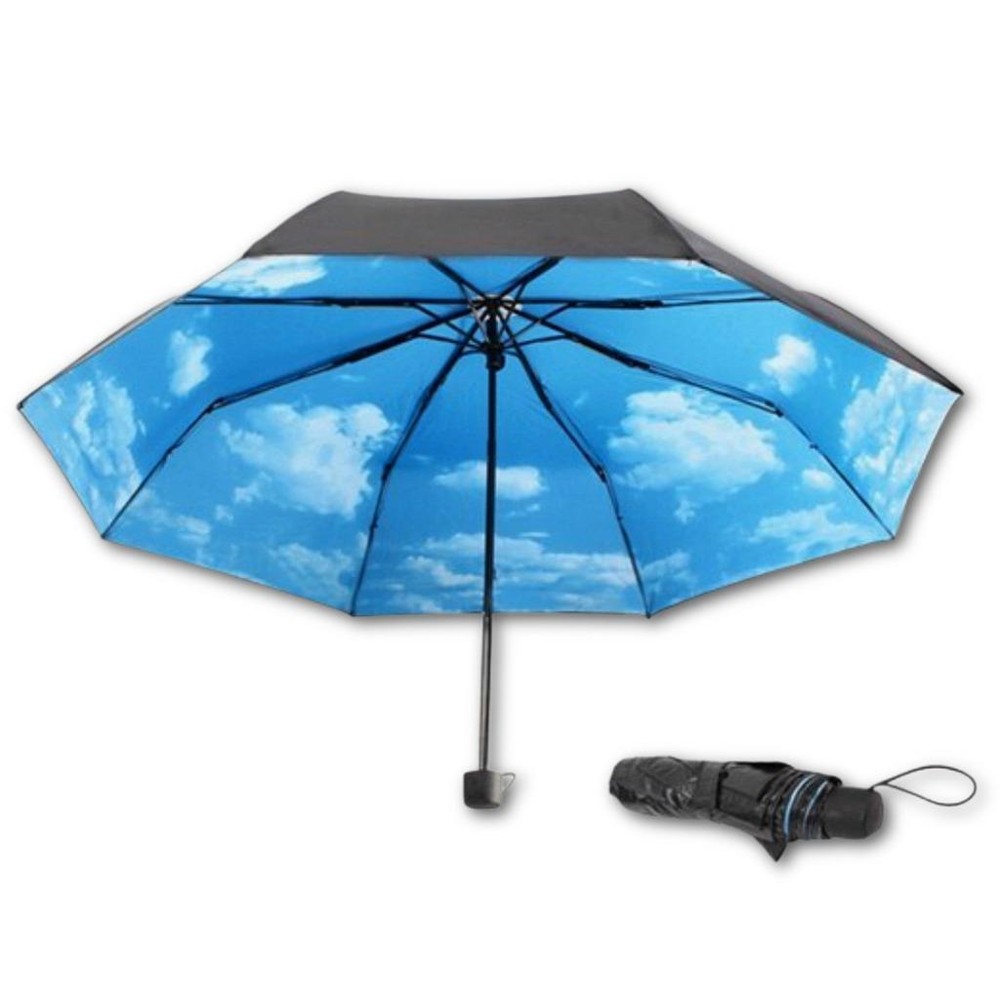 BLUE SKY UMBRELLA Fun and Colorful Compact Folding Double Layer Nylon Rain UV