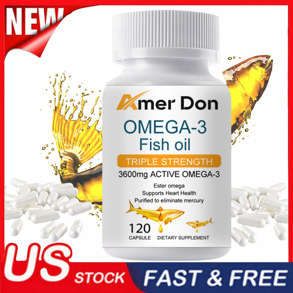 Omega 3 Fish Oil Capsules 3x Strength 3600mg EPA&DHA,Highest Potency