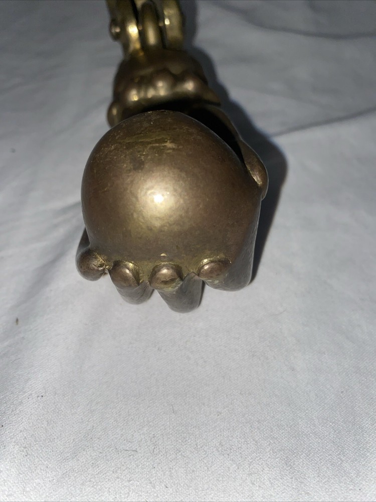Antique Brass Hand Door Knocker. P. Missing Hardware