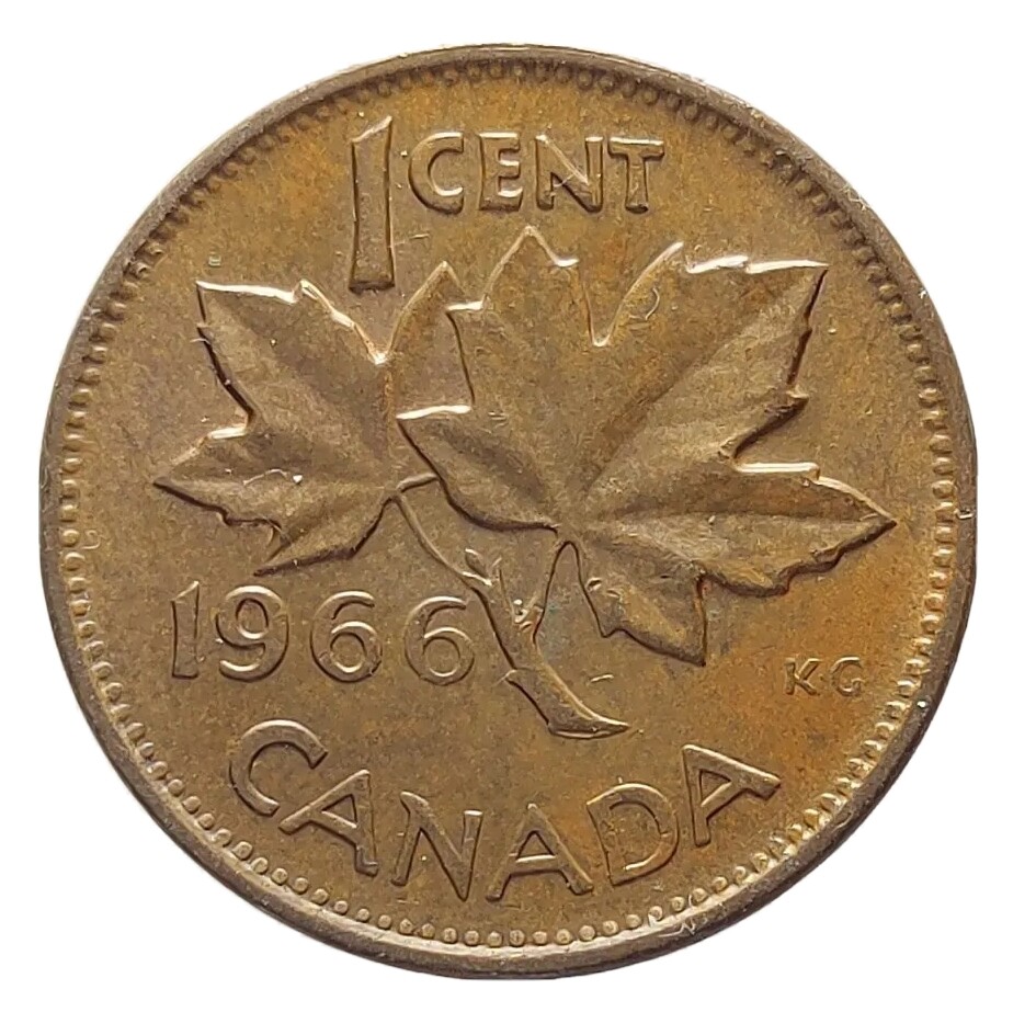 Canada 1 Cent 1966 Bronze Coin Elizabeth II D571