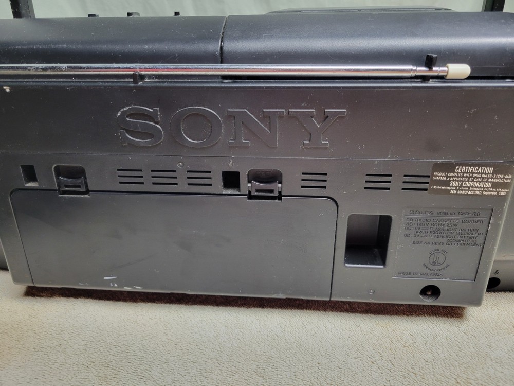 Vintage Sony CFD-120 Multi Function CD Radio Cassette Corder 1990s Boombox READ