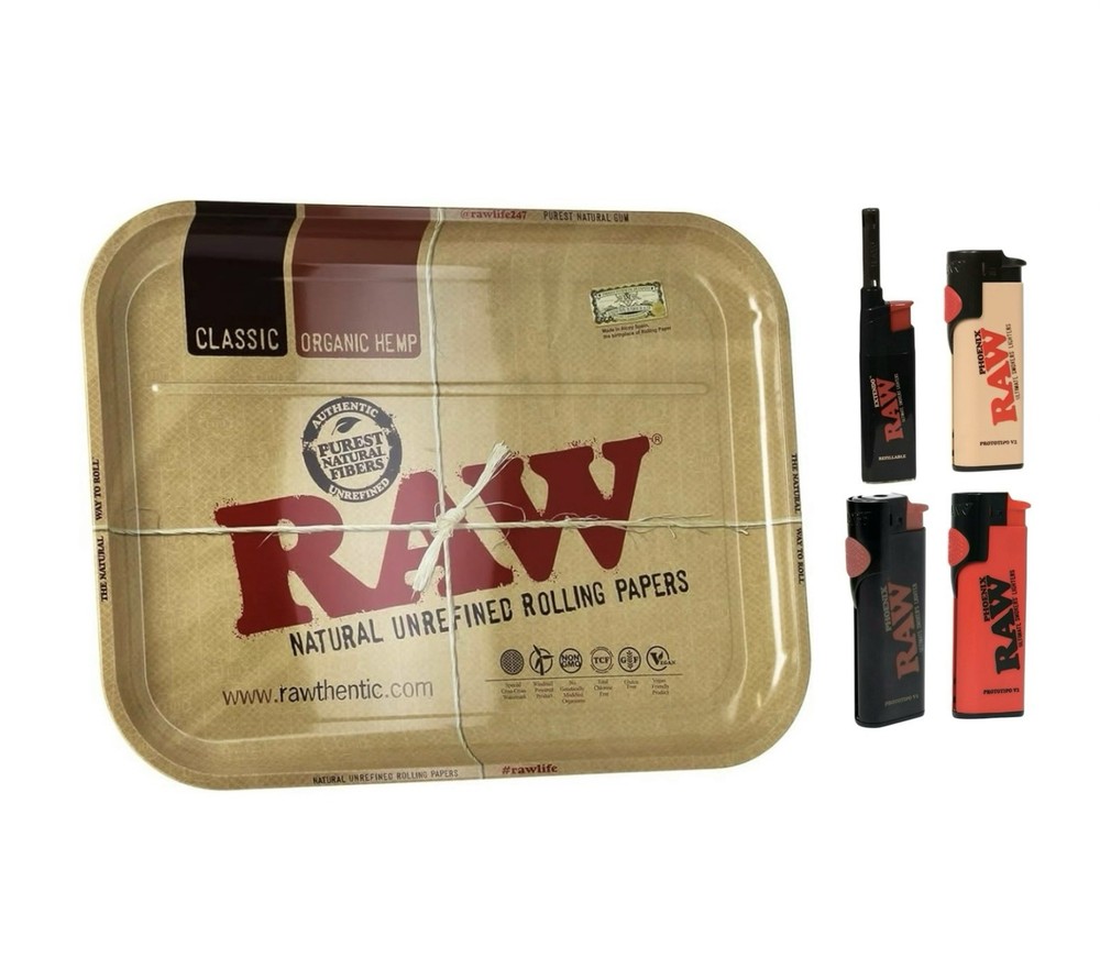 raw classic XXL extra large rolling tray 20”x15” + lighter