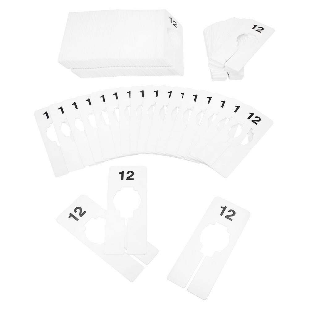 10 PC 2" x 5" Clothing Rack Size 12 Dividers Hangers White Plastic Rectangular