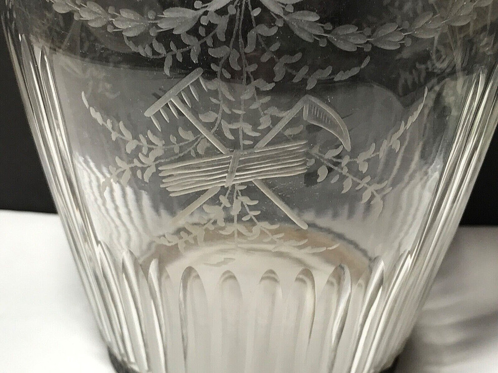 French Silver Wreath Decoration Etched Bottle Decanter NO STOPPER