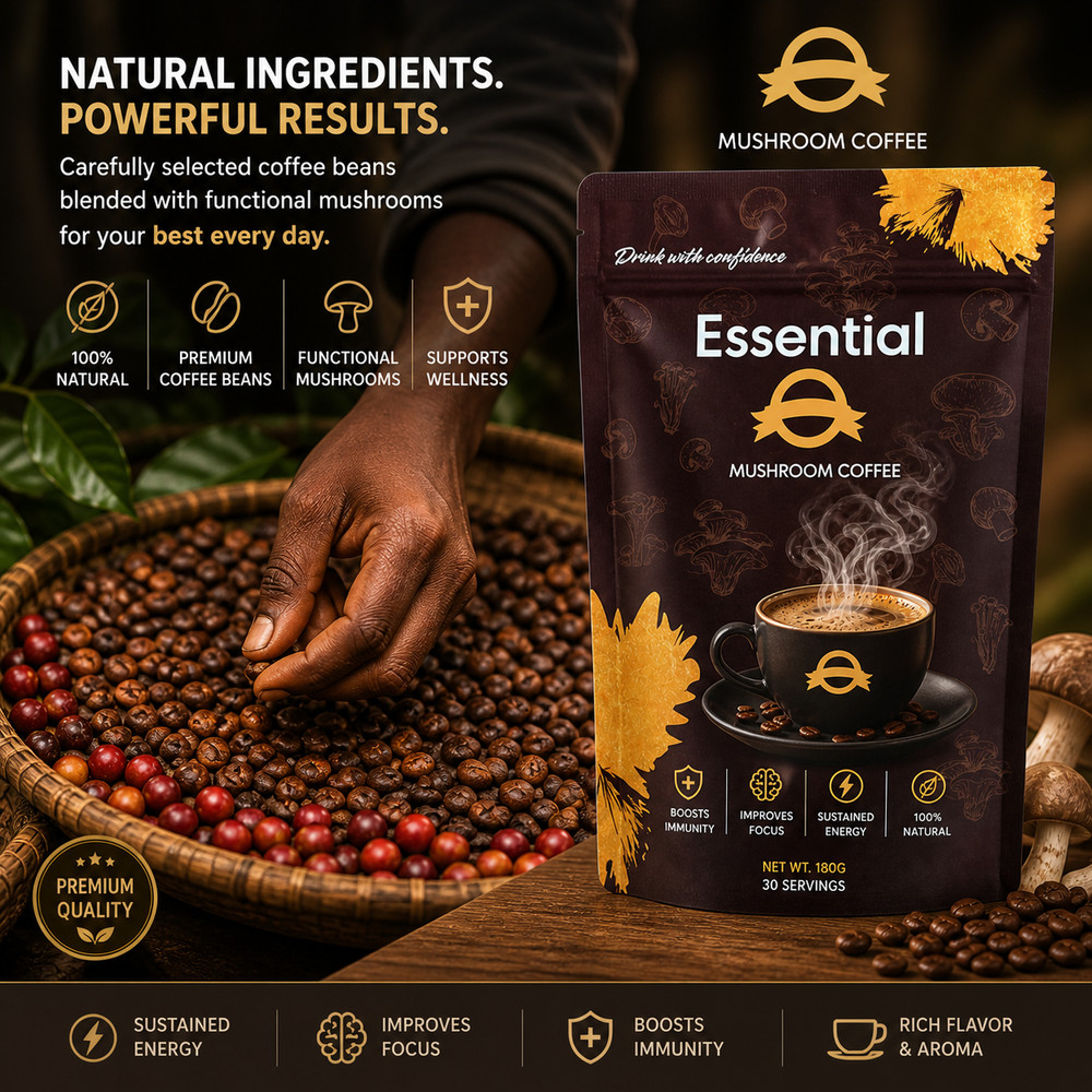 SUPERGOOD Essential Mushroom Coffee – 30 Servings, Adaptogen Blend