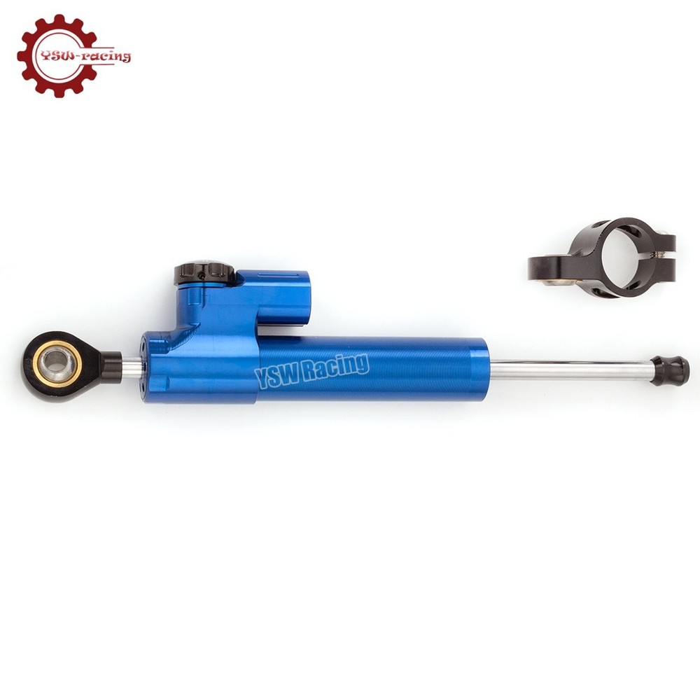 Universal Motorcycle CNC Adjustable Steering Damper Stabilizer Top Blue&Black US