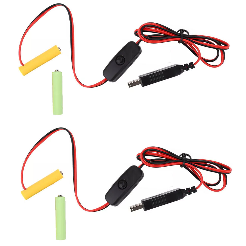 2PCS/Set 3V AAA Eliminator Cables 1M Dummy-Battery Power Cord Replacement