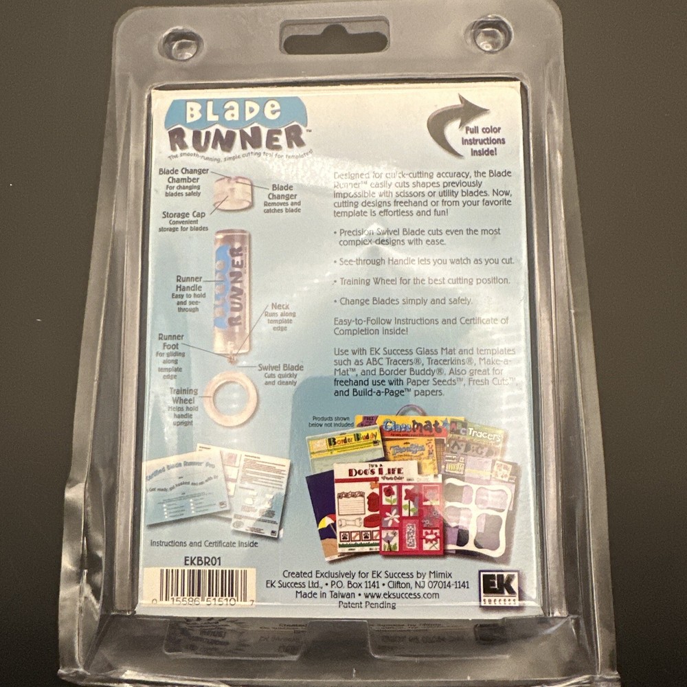 EK Success Blade Runner Cutting Tool for Templates, Extra blades, Training Wheel