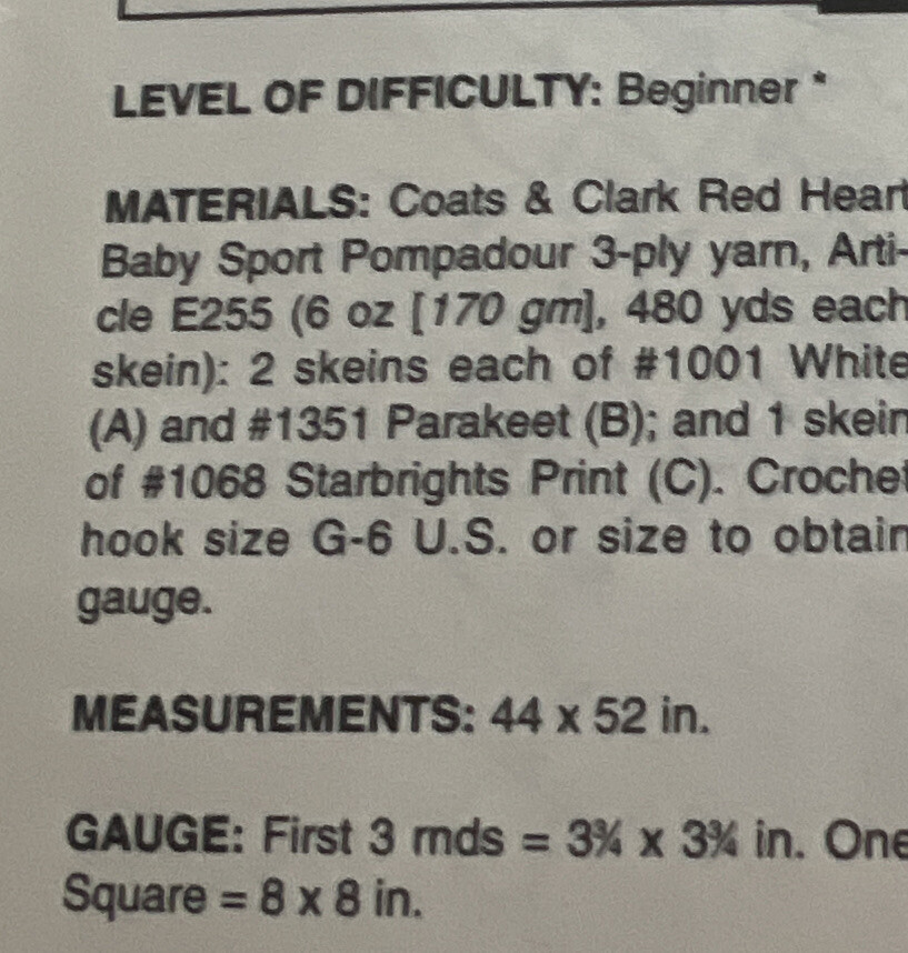 ~Crochet-Starlight Squares Afghan~ Pattern