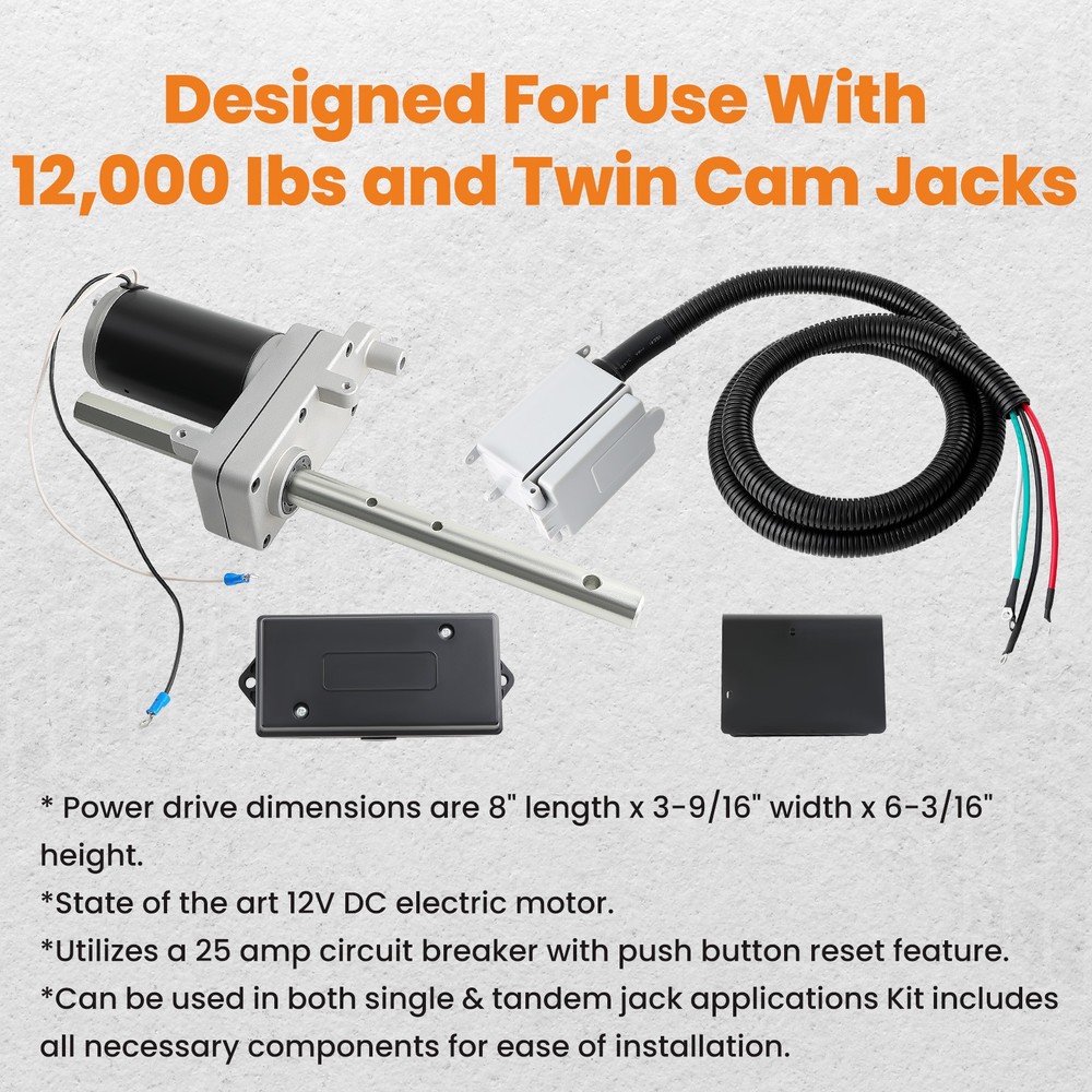 Electric Powered Trailer Jack Kit Replacement Bevel Gear Single Speed Jacks
