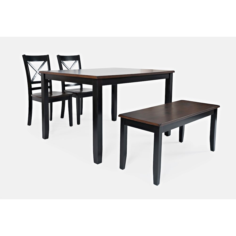 Asbury Park Solid Wood Farmhouse Four Piece Dining Set with Bench