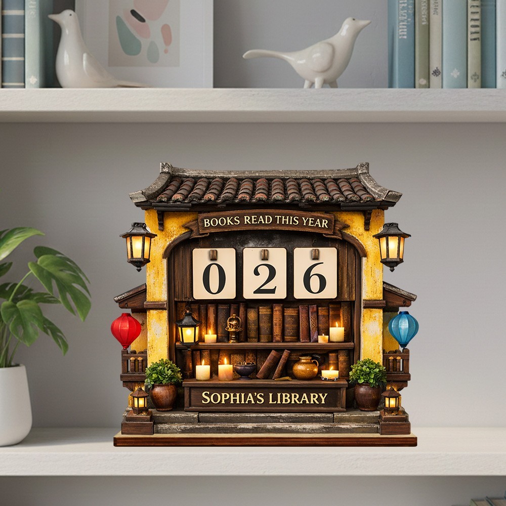 Personalized Books Read This Year Counter Cozy Lantern Library Gift