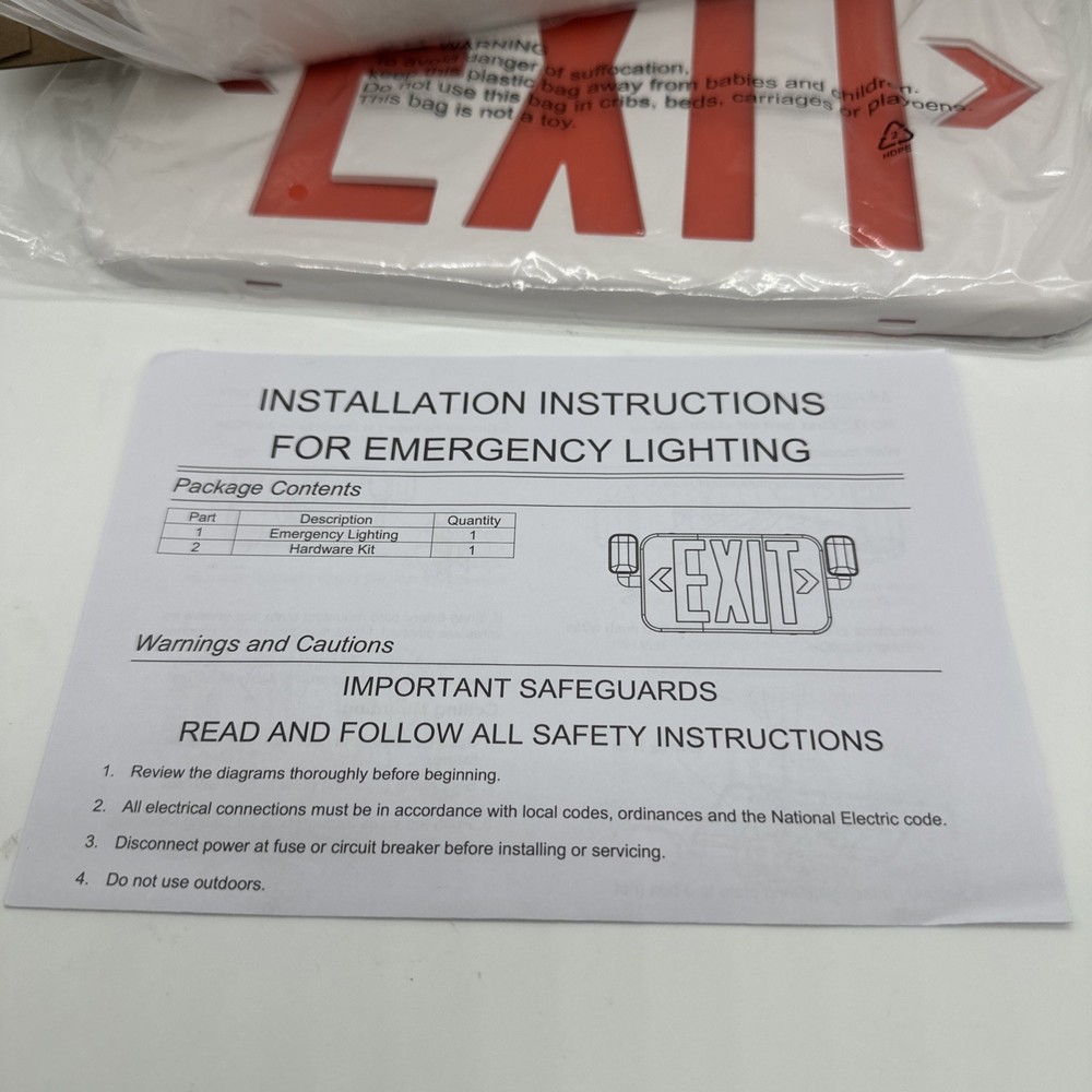 Sitisfi Emergency Exit Compact LED Exit Light Combo White Red Double Face