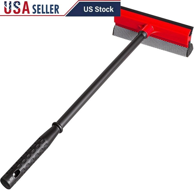 Car Window Squeegee Multi-Functional Lightweight W/ Scrubber & Durable Handle US