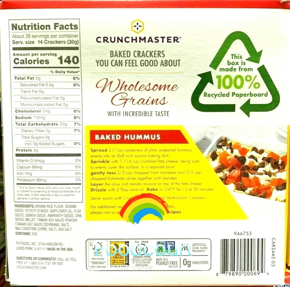 2 Packs Crunchmaster Multi-Grain 6 Seed Baked Crackers 28 oz Each Pack