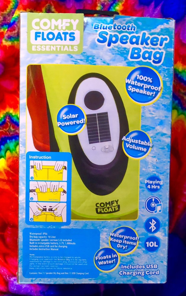 Comfy Floats 100% Waterproof Solar Powered Bluetooth Speaker 10L Floatable Bag