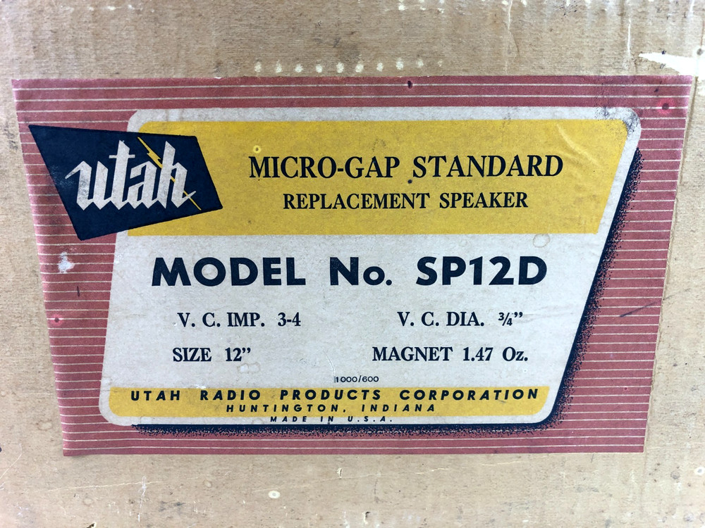 Utah Micro-Gap Standard Replacement Speaker Model SP12D 12"