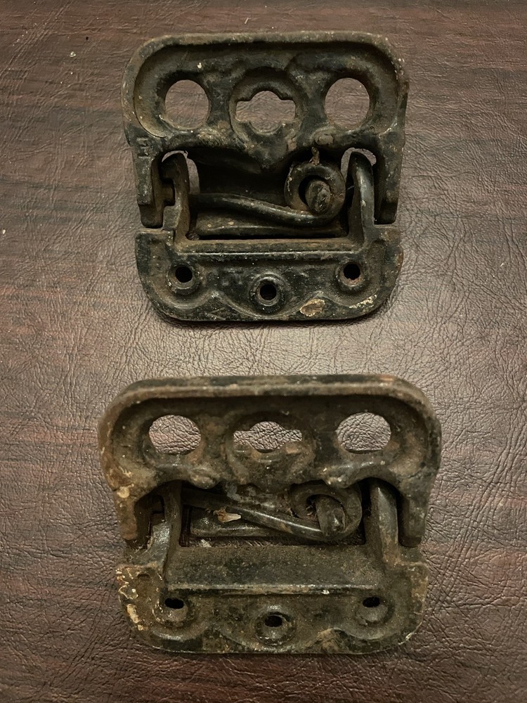 Antique Cast Iron Spring Loaded Screen Door Hinge Hardware Set Black