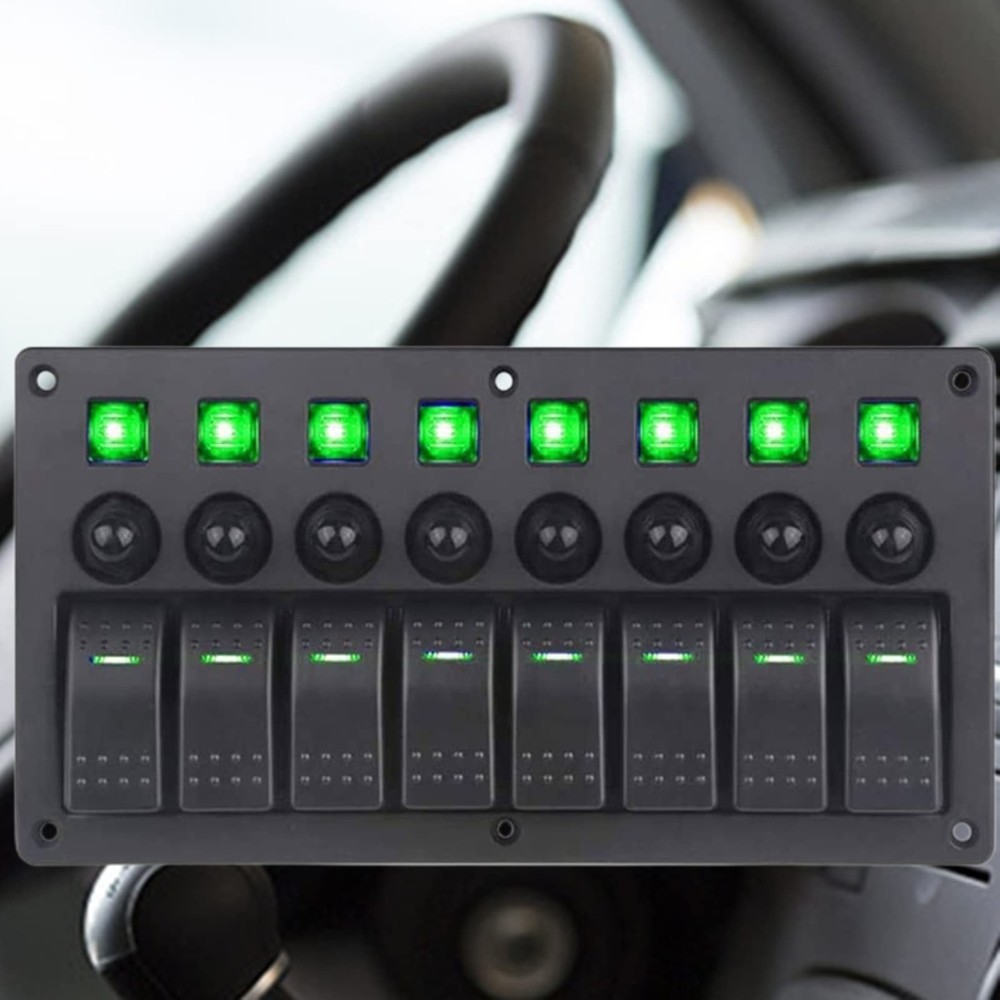 Geloo 8 Gang Marine Rocker Switch Panel, Boat Switch Panel Waterproof, Marine...