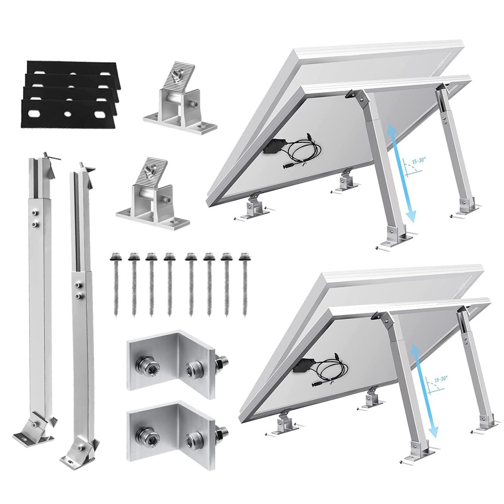 2 Sets (4Pcs) Solar Panel Mounting Brackets - Adjustable Solar Panel Tilt Mou...