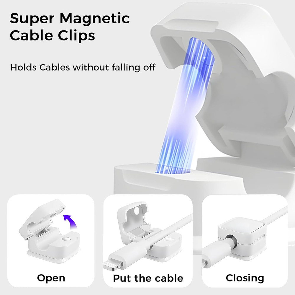 Magnetic Cable Clips 6 Pack Cord Holder Thickened Secure Adhesive Cord Organizer