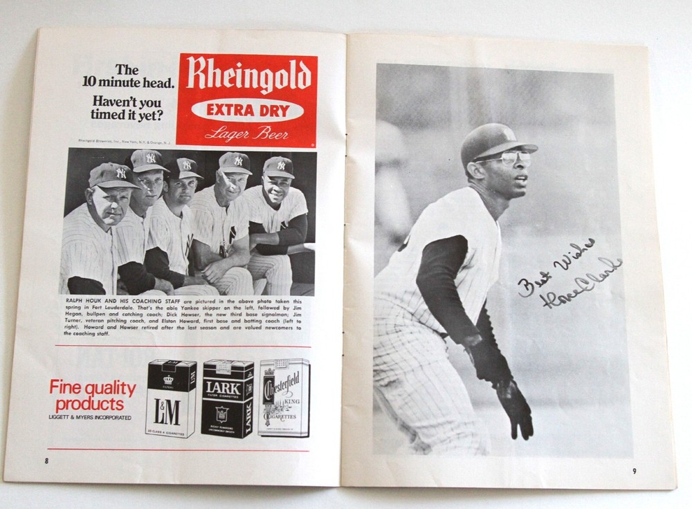1969 NY Yankees Game Program vs Cleveland Indians - Ex Cond- Signed Dave Nelson