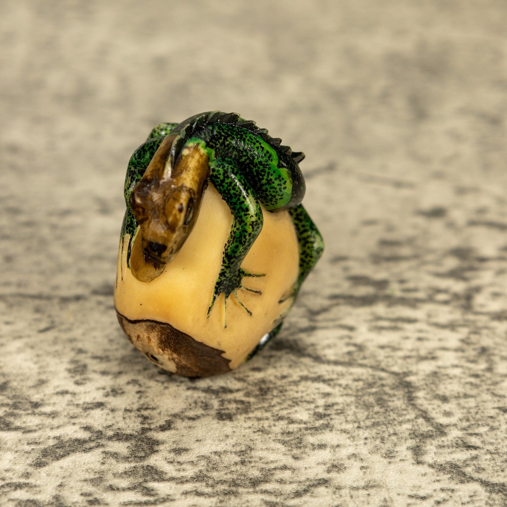 Green Iguana Lizard Tagua Nut Carving
