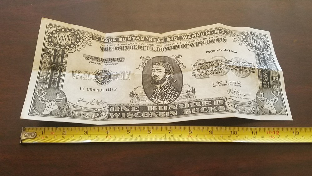 Vintage Paul Bunyan Wisconsin $100 bucks