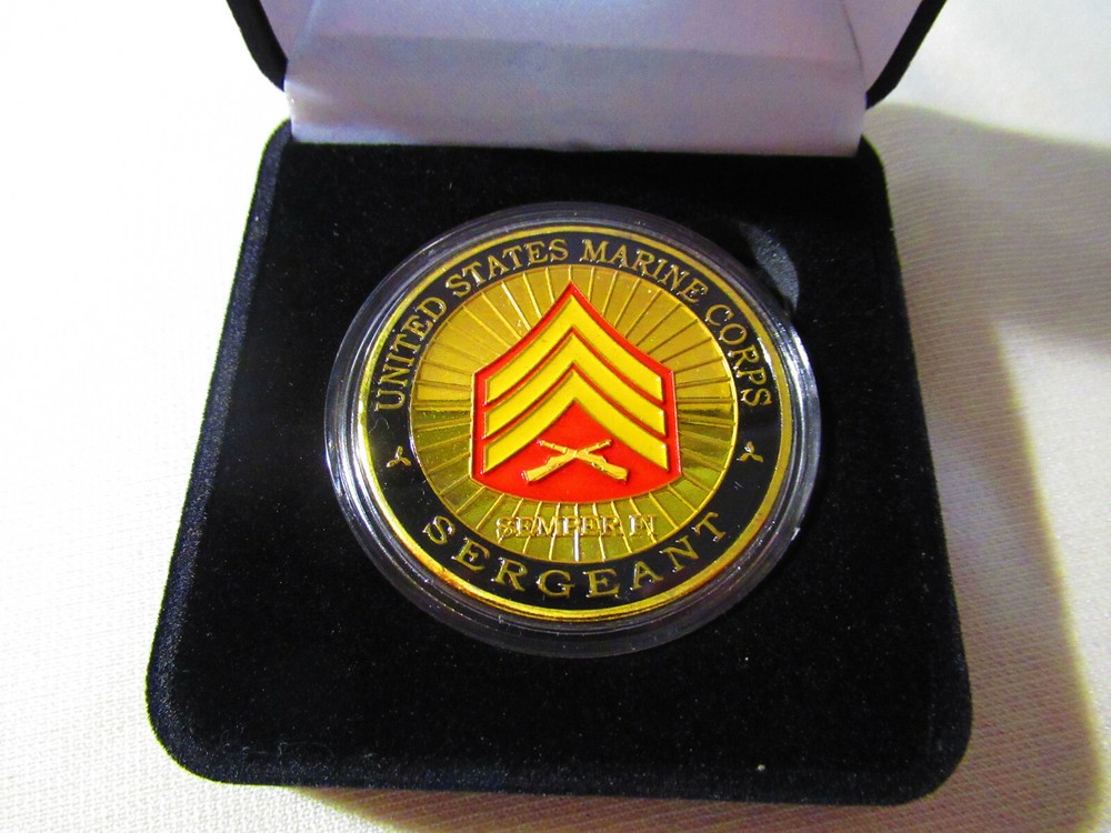 US MARINE CORPS " SERGEANT " Challenge Coin w/ Presentation Box