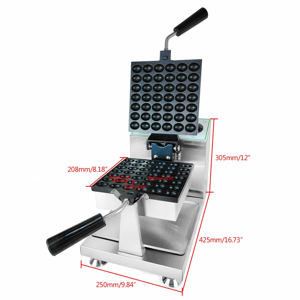 1200W Electric Egg Waffle Maker Double-Sided Heating Considerate Design Silver