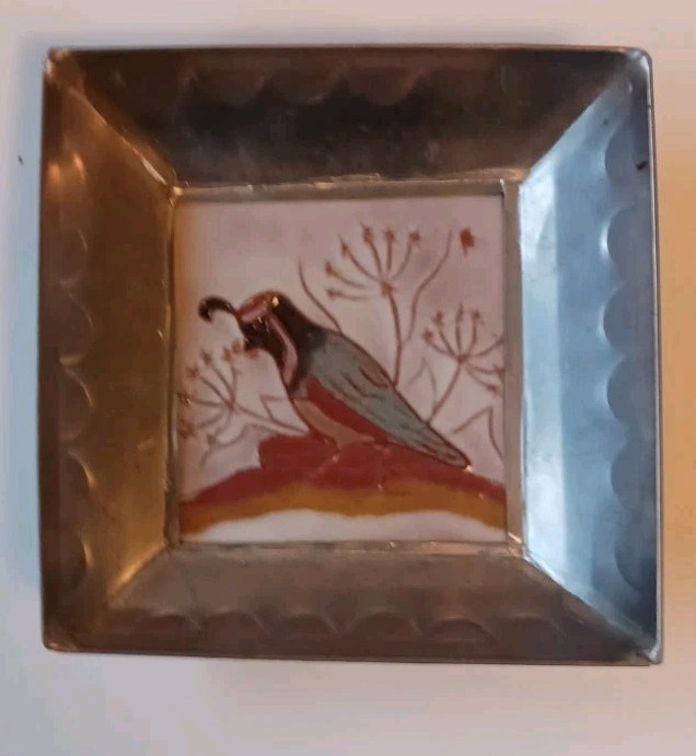 Handmade Apache Tile And Hand Hammered Pewter Tin Tray Southwest Arts 3x Fired