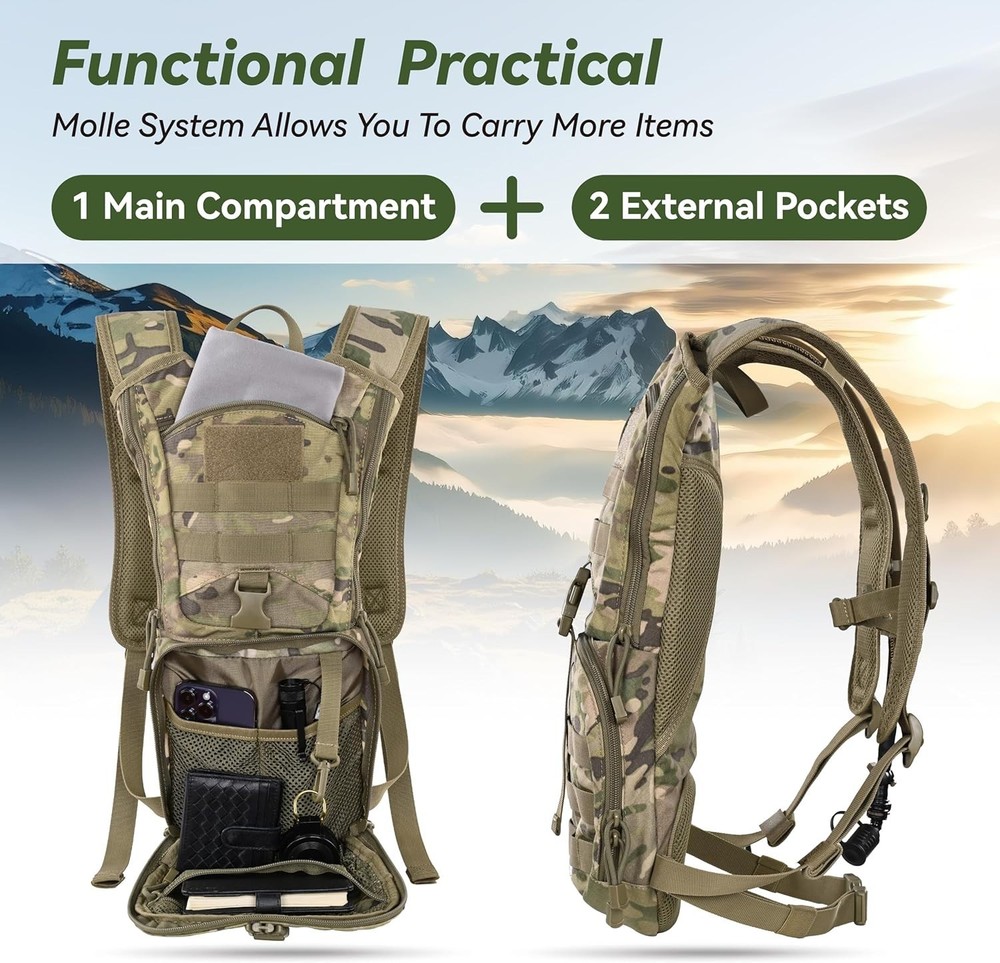 Tactical Molle Hydration Pack Backpack with 3L TPU Water Bladder, Military Da...