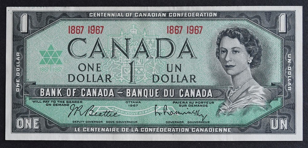 1967 Canada $1 "1867 1967" Centennial Banknote
