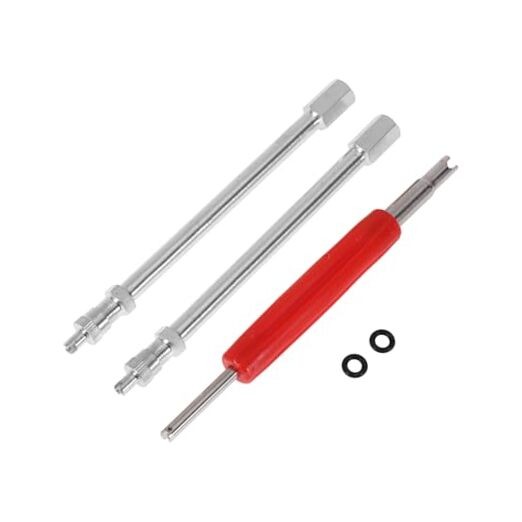 1 Set 120mm Tire Valve Extension with Plastic Double-Ended 4.72" Silver Tone