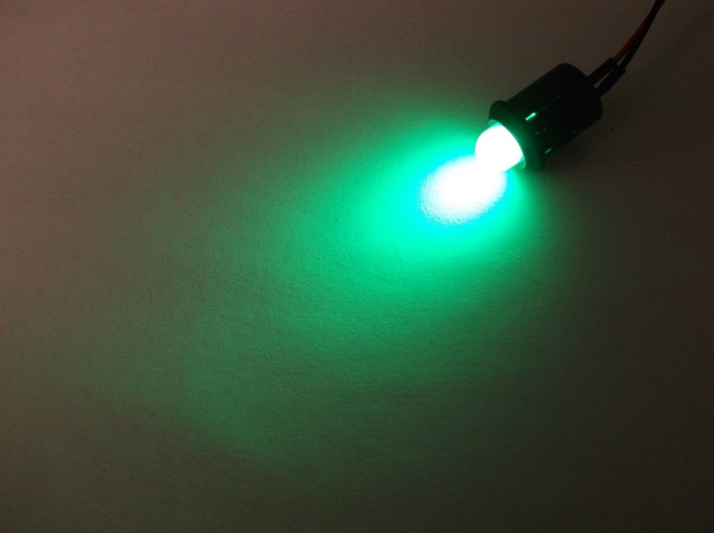 Super Bright BBT 12 volt DC Green LED 3/8" Snap-In Indicator Light