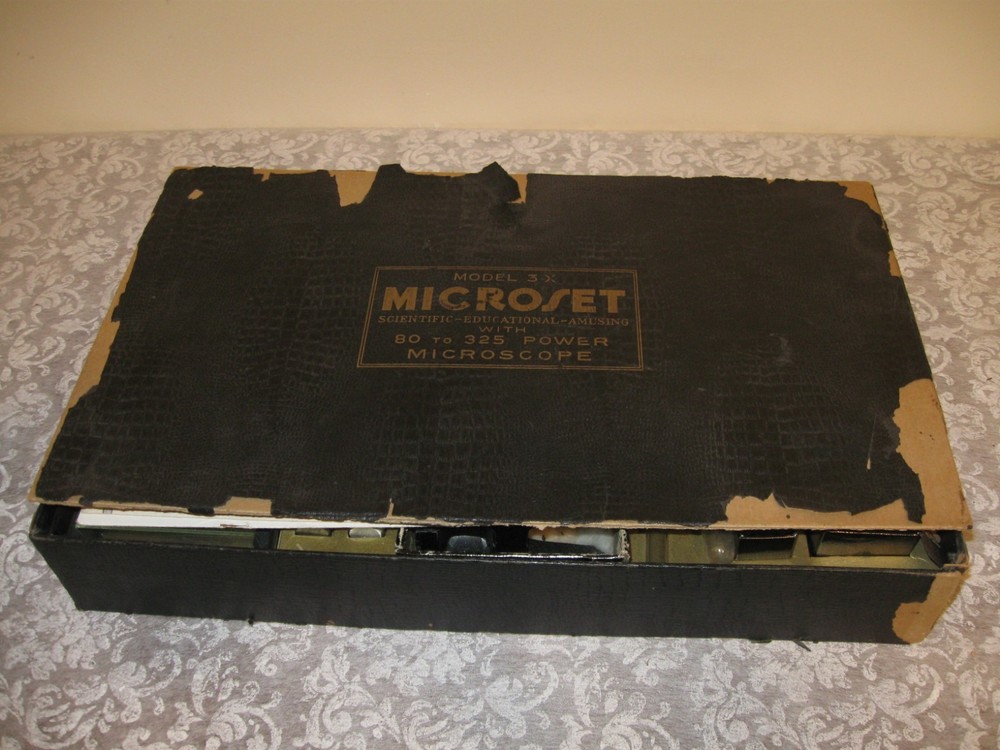Vintage Microset Model 3X Microscope Set, 80-325 Power Microscope, Circa 1930's