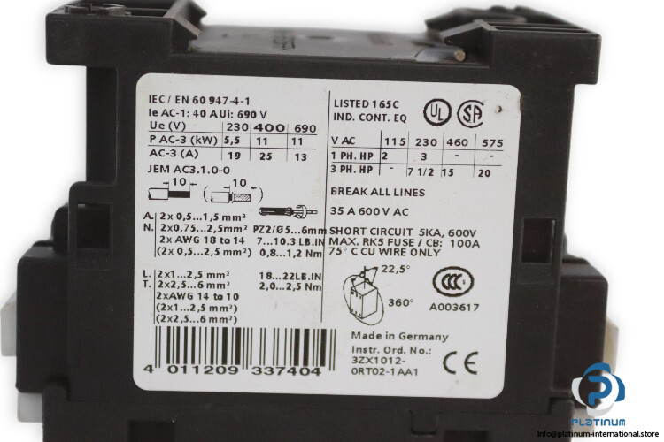 SIEMENS 3RT1026-1AB00 POWER CONTACTOR-3RT10261AB00