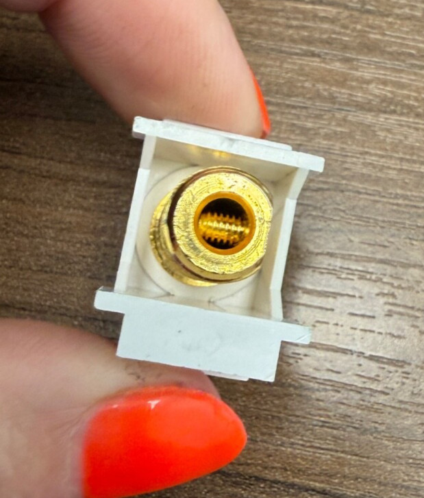 KEYSTONE WHITE SPEAKER WIRE BINDING POST INSERT with RED BAND