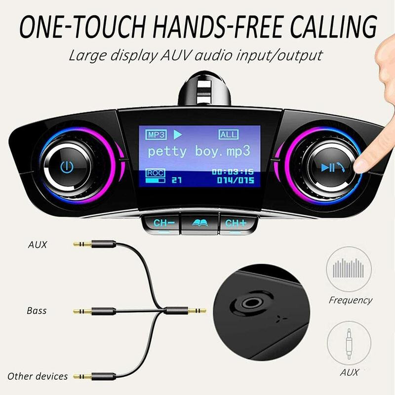 Car Bluetooth FM Transmitter Modulator Kit MP3 Player Handsfree 1.3in LED Screen