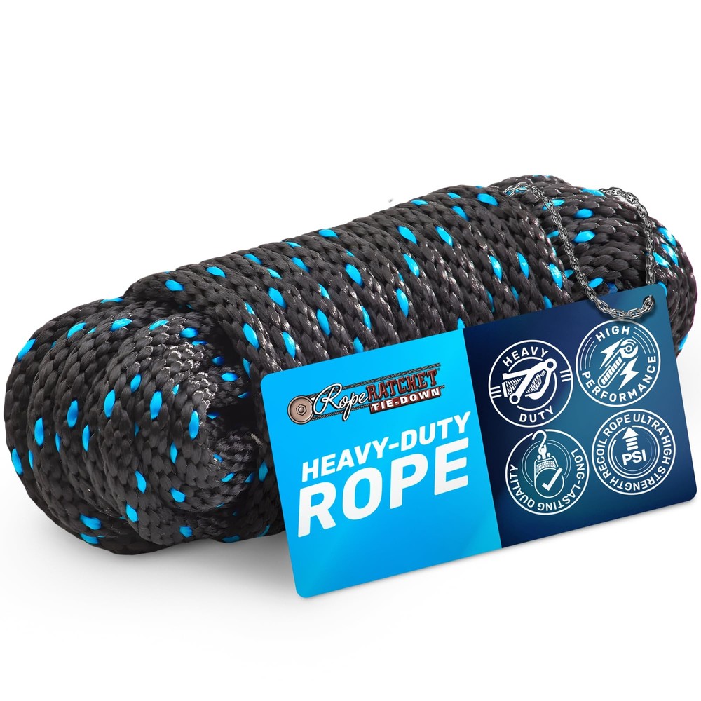 3/8" 50 ft Solid Braided Polypropylene Rope Heavy Duty All Purpose Utility Co...