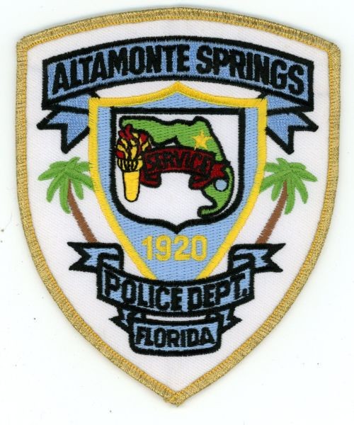 FLORIDA FL ALTAMONTE SPRINGS POLICE METALLIC THREAD NICE SHOULDER PATCH SHERIFF