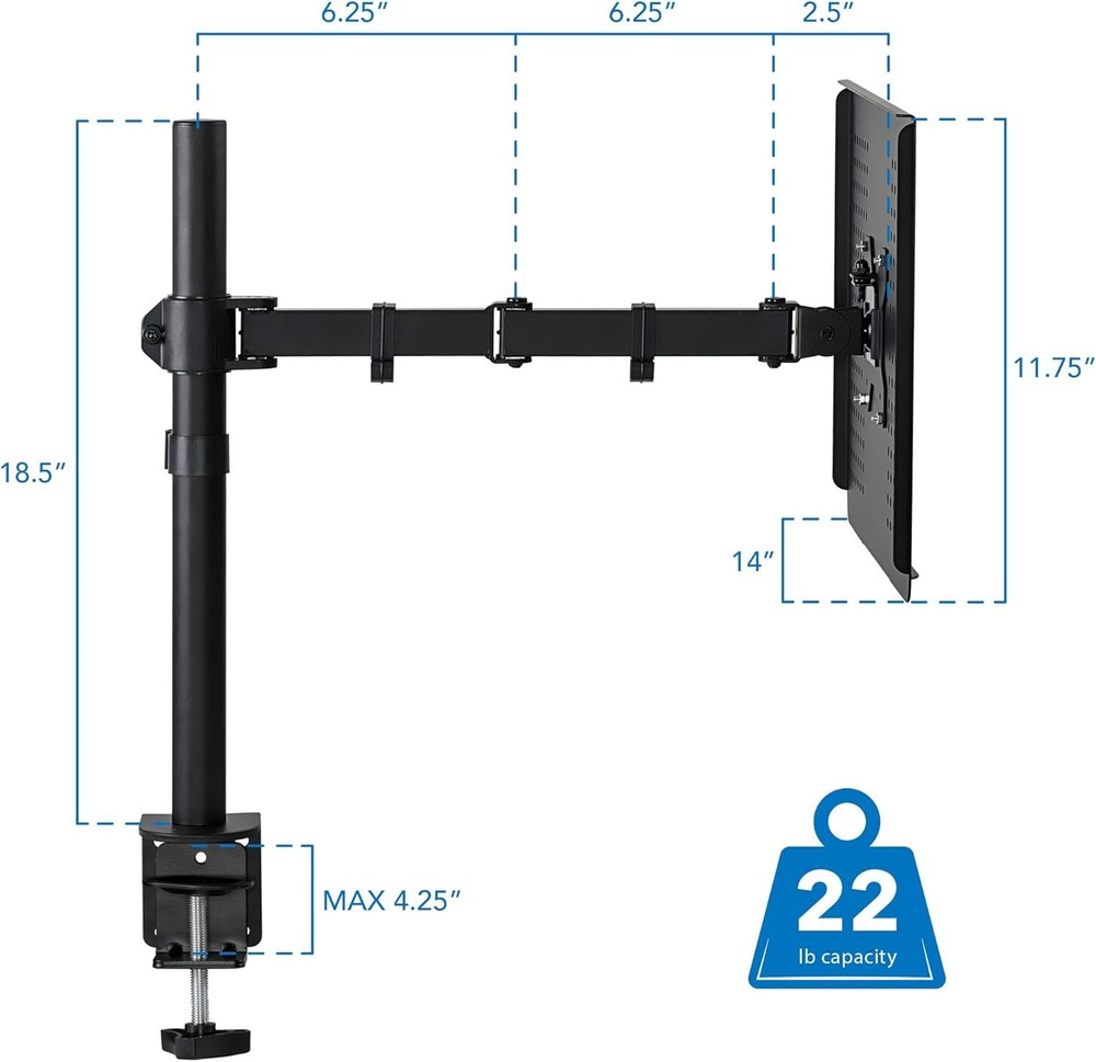 Mount-It! Laptop Desk Mount, Full Motion Arm with Vented Tray,...