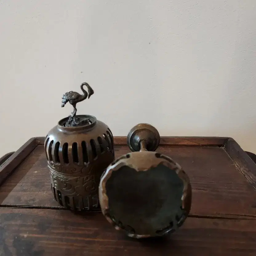 Vintage Bronze Crane Incense Burner