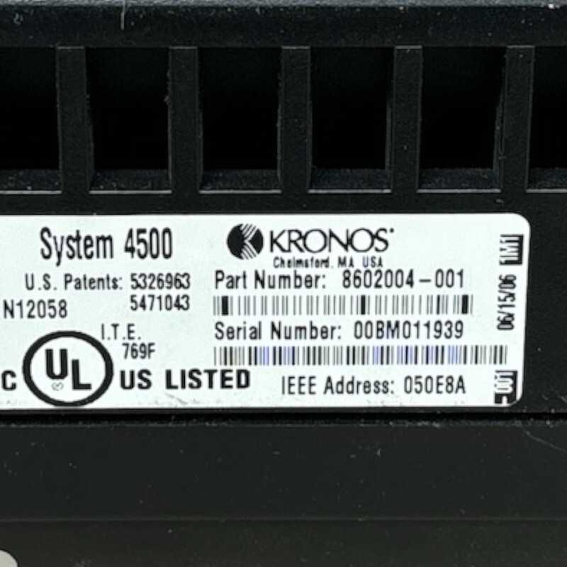 Kronos 4500 Employee Time Clock System 8602004-01 (powers on)