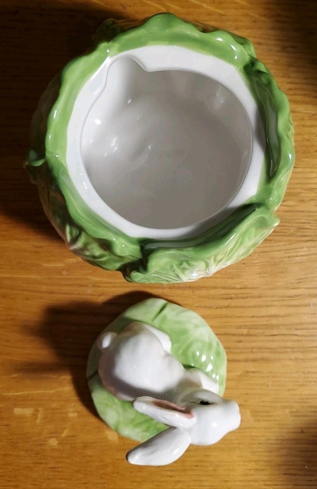 Corner Ruby Spring Easter Collection, Cabbage & Bunny Rabbit Ceramic Sugar Bowl