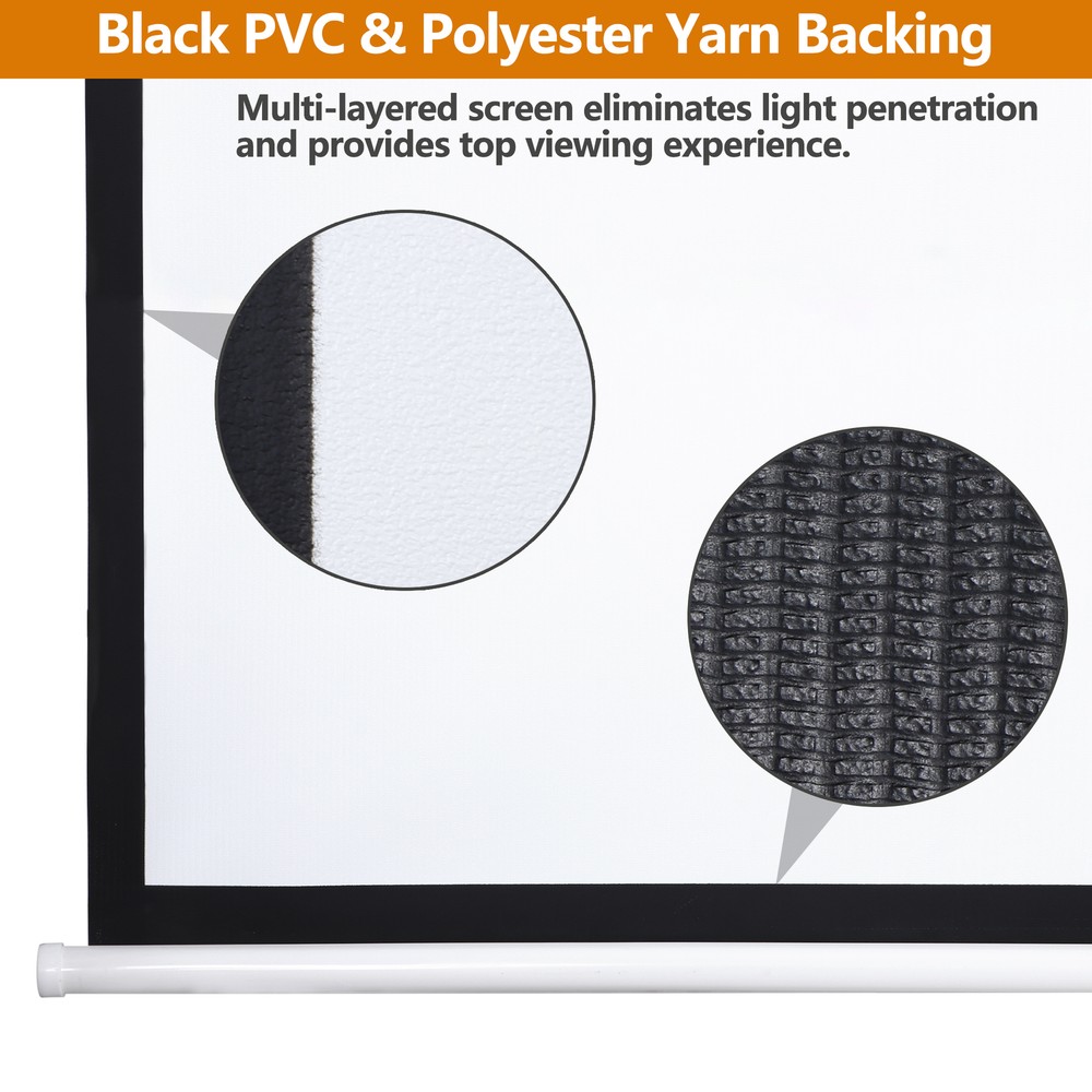 72 inch Portable Projector Screen Projection Screen Easy Pull Out System White