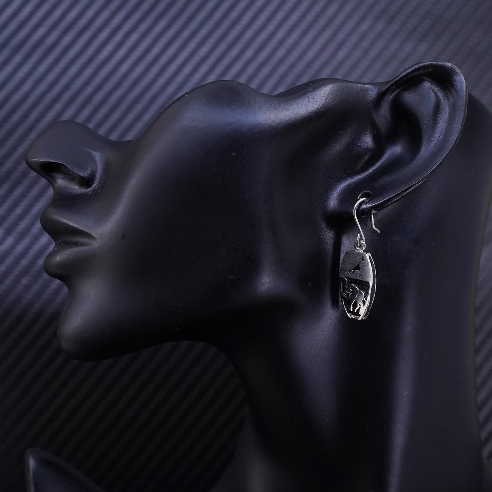 Native American Sterling Silver 925 handmade giraffe elephant embossed Earrings