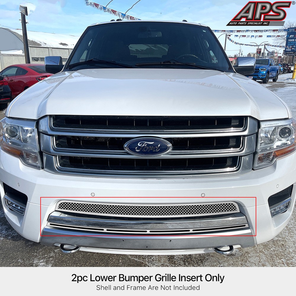 For 2015-2017 Ford Expedition Lower Bumper Stainless Chrome Mesh Grille Insert